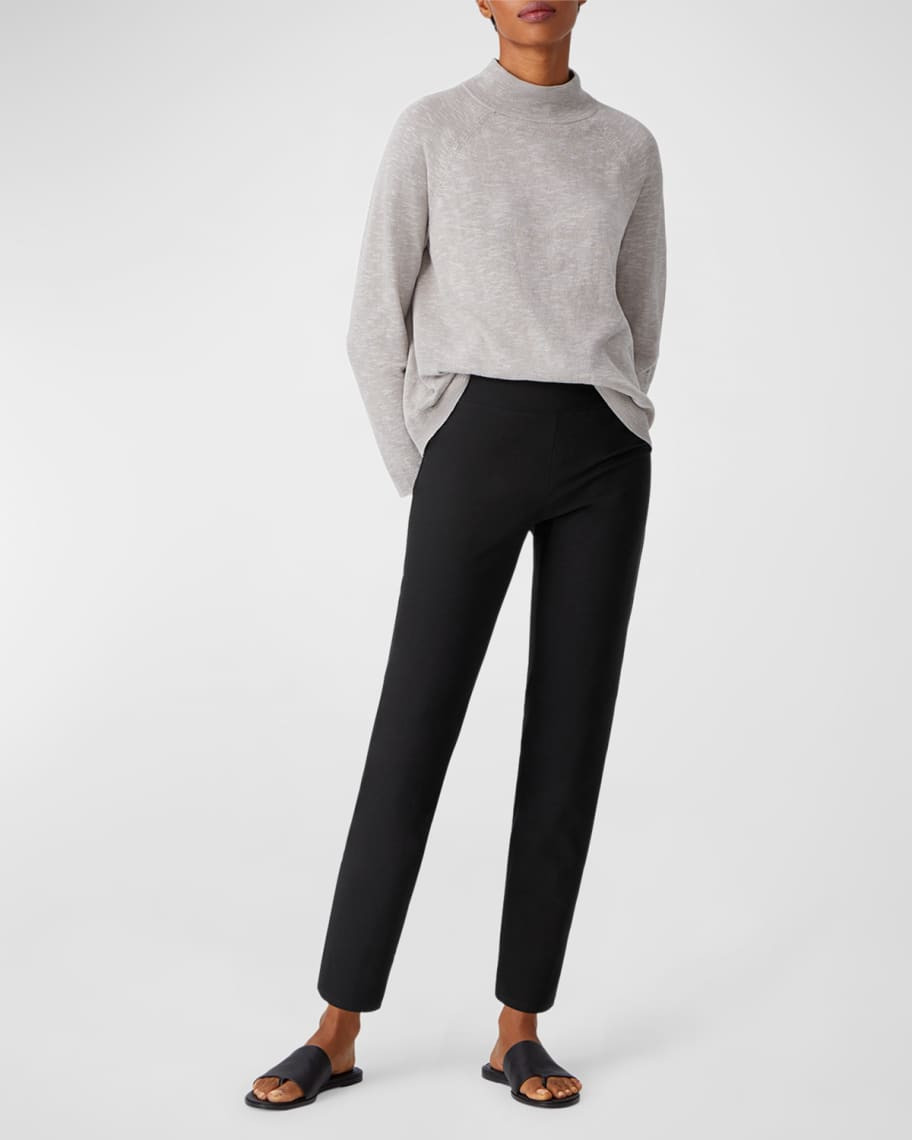 High-Waist Stretch Crepe Slim Ankle Pants | Neiman Marcus
