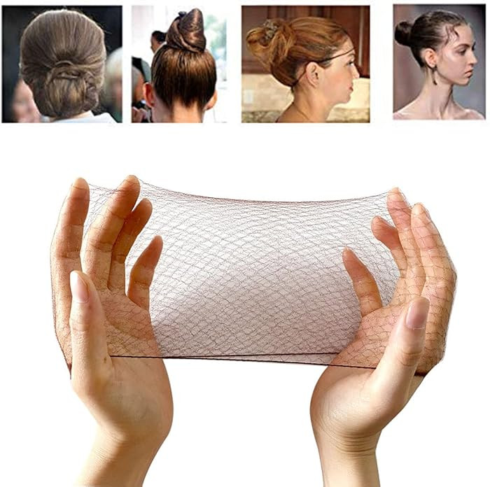 50PCS Hair Nets Invisible Elastic Edge Mesh Bun Hair Nets for Ballet Dance 20" Brown | Amazon (US)