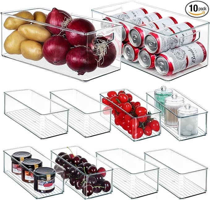 Hudgan 10 Pack Straight Sides Storage Containers for Pantry Organization and Kitchen Storage Bins... | Amazon (US)
