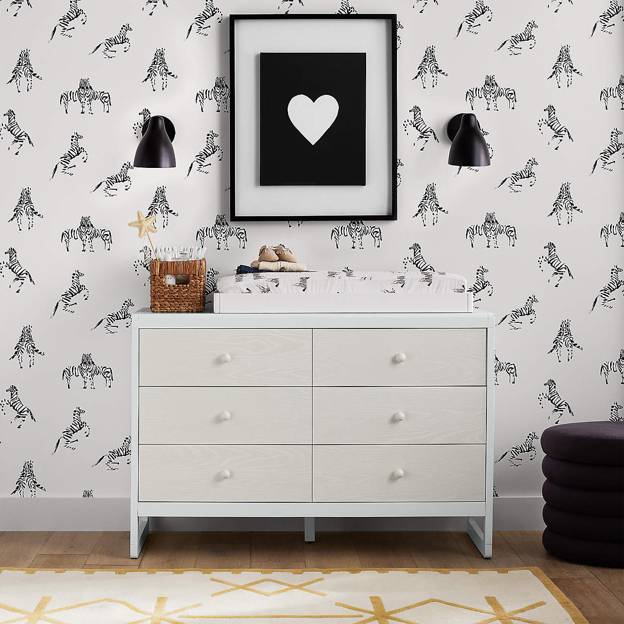 Tempaper Zebras In Love Waverly White Kids Peel & Stick Removable Wallpaper + Reviews | Crate & K... | Crate & Barrel
