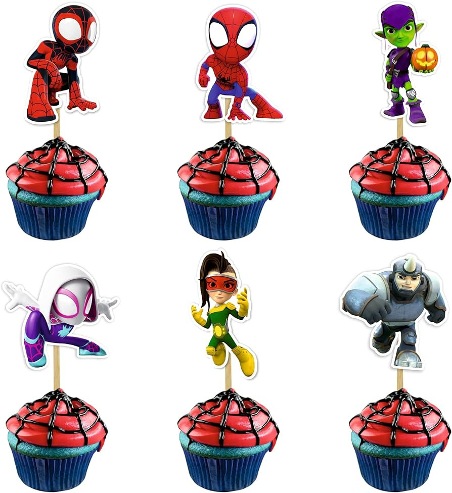 Spde and His Amzing Frinds Cupcake Topper Decoration – Superhero Theme Cupcake Picks for Birthd... | Amazon (US)