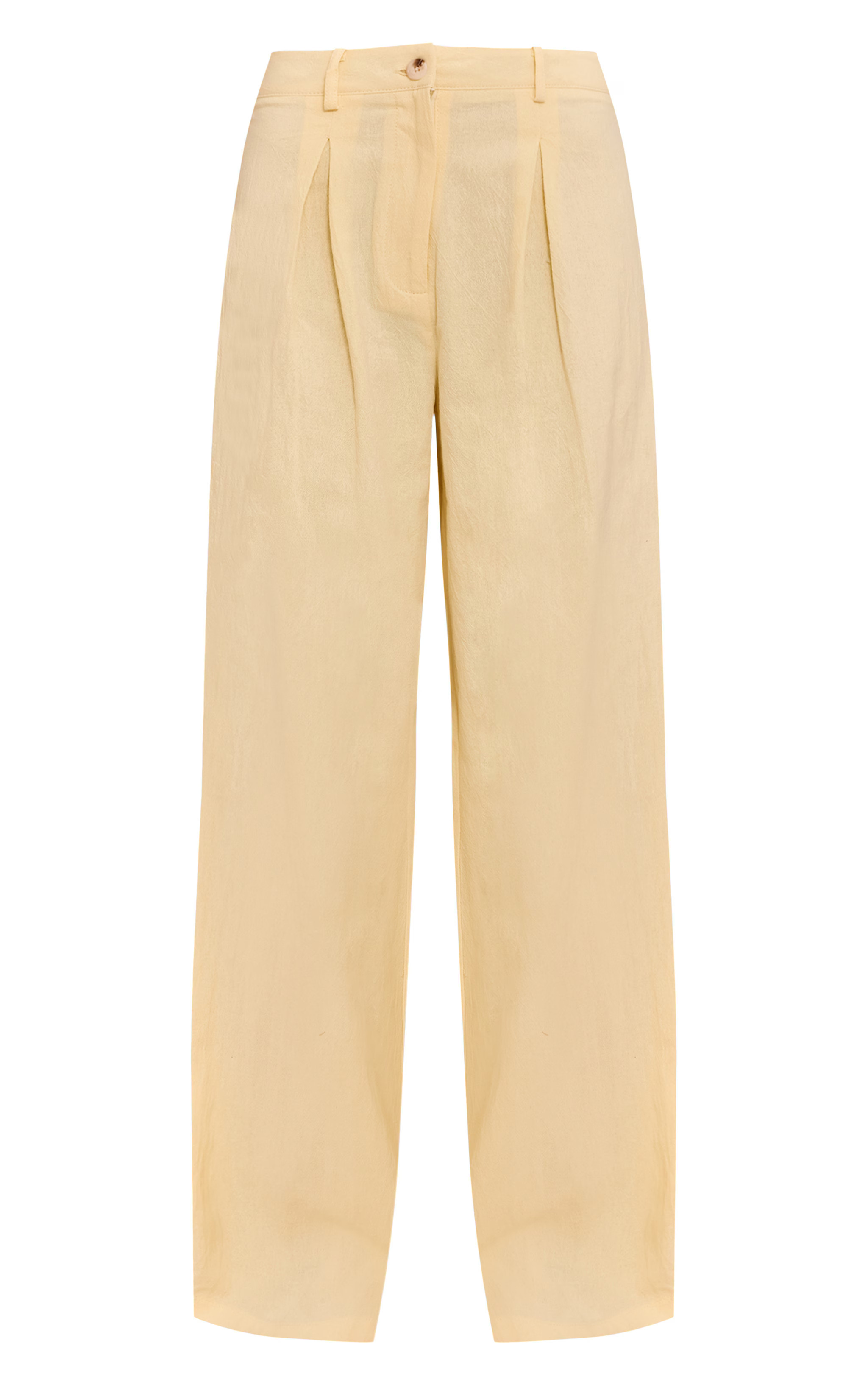 Butter Yellow Wide Leg Pleated Pants | PrettyLittleThing US