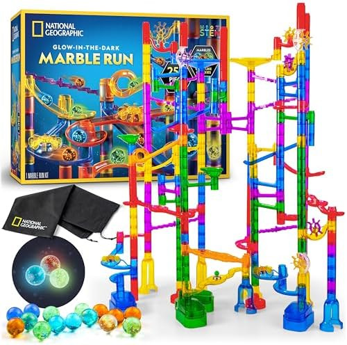 NATIONAL GEOGRAPHIC Glowing Marble Run – 250 Piece Construction Set with 50 Glow in The Dark Gl... | Amazon (US)