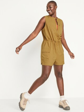 StretchTech Sleeveless Zip-Front Cargo Romper for Women | Old Navy (US)