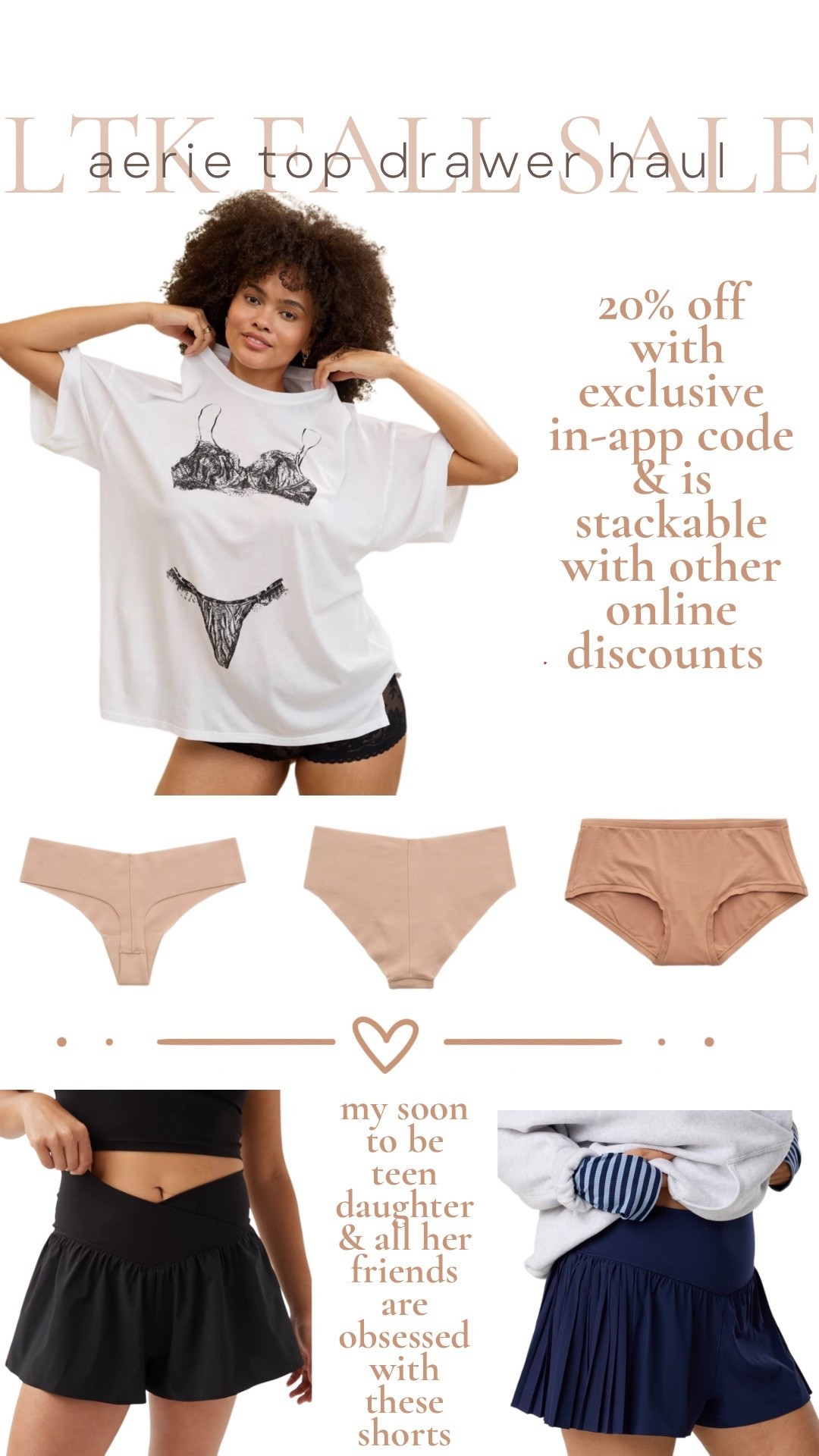 🍂✨The LTK Fall Sale is here & Aerie has all the cozy must-haves on my list! Stock up on these top drawer essentials (because fresh basics = instant confidence 🙌) AND grabbed the trending shorts my soon-to-be teen + her friends can’t stop talking about.🩷

👉Tap to shop the Aerie fall sale before the best finds sell out! 🛒🍁

LTKFallSale #AerieStyle #AerieSale #FallFashionDeals #FallWardrobeRefresh #DrawerRestock #TopDrawerEssentials #AerieObsessed #AerieTryOn #LTKSaleAlert #FallStyleInspo #AerieFinds #EverydayEssentials #BackToBasicsStyle #CozyFallStyle #LTKUnder50 #LTKUnder100 #FallSaleFinds #MomStyleOver40 #TrendingShorts #TeenStyleInspo #FallShoppingGuide #WardrobeStaples

#LTKKids #LTKFallSale #LTKFindsUnder50