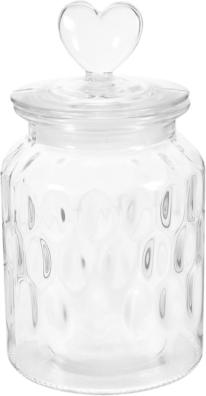 Kichvoe Glass Sealed Storage Jar with Heart Handle Lid, Airtight Canister Container for Tea, Cand... | Amazon (US)