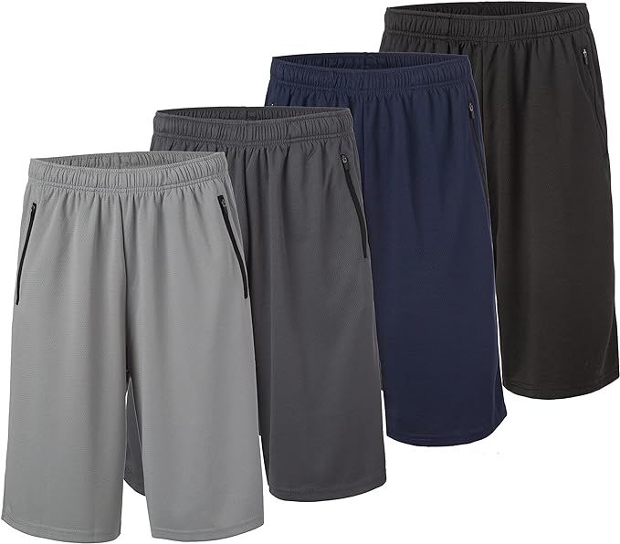 Essential Elements 4 Pack: Men's Dry-Fit Sweat Resistant Active Athletic Performance Shorts | Amazon (US)