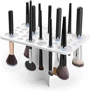 Makeup Brushes Drying Rack, Brushes Dryer, Collapsible 28 Slot Acrylic Brush Holder Stand Tree Tr... | Amazon (US)
