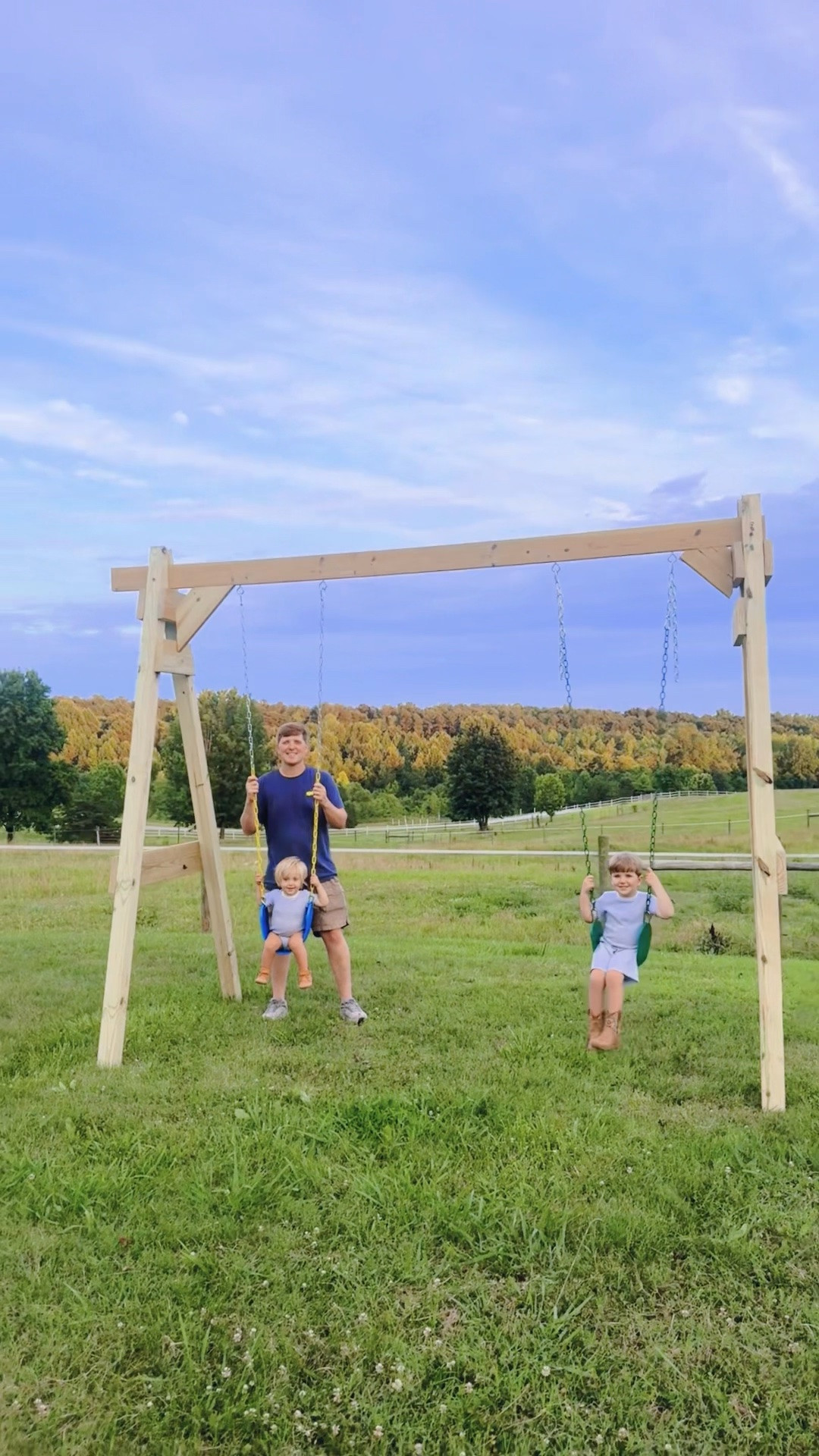 Oh what a night ✨ we’ve had out here on the farm!! 🤭 Watch til the very end 🥰 to see what “Dada” finished ✔️ building for the babies 👶🏼 out on overlooking our pastures!!! 🌳 And while “Dada” was hard ar work 💪🏽, the little 👶🏼  cowboys 🤠 and I went exploring on our 12 acres 🌾 and then by the pond 🦆, too!! 🩵 Since we got the treehouse playset in the backyard, we wanted to still use our extra swings 💨- so my handsome 🔥 hardworking 🛠️ man built 🪵 from scratch another (!!) swingset for them out here in front of the barn!! 🐴 And boy oh BOY it is such a dream 💭 y’all!! 💙 Ladies, marry the man who makes all your dreams come true and can bring your visions to life hehe - it truly is the BEST!! 🤩 Also… we saw baby bunnies 🐰🐇 on the farm tonight, too!! 🤗 

I truly can’t believe that *this*  is the farm sweet farm that God had in store for our family all along!! So much land and places to explore… every day feels like an adventure out here!! 🌳🌾 His plans are so much more than we could ask, dream, or imagine and we are living right smack in the middle of an Ephesians 3:20 prayer!! Thank you, Lord!! 🙌🏽 #immeasurablymore #wideopenspaces #farmdreamcometrue