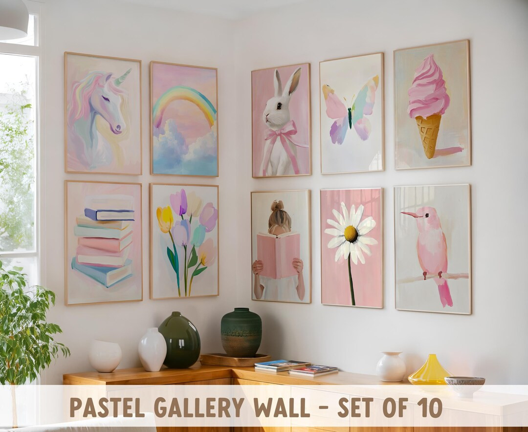 GIRLS GALLERY Wall, Painting Print Set, Girl Wall Art, Pastel Color, Bedroom, Playroom, Nursery D... | Etsy (US)