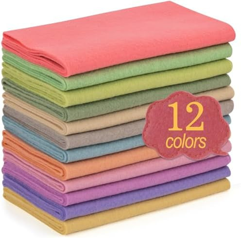 XSEINO 12 Rolls 8"x35" 1.4mm Thick Soft Felt Fabric Sheet 12 Assorted Morandi Series Colors Felt ... | Amazon (US)
