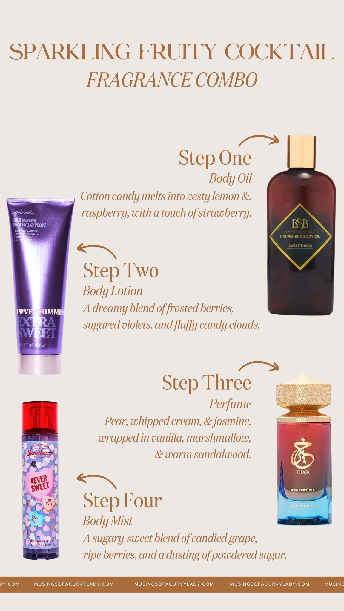 Smell like your favorite fruity cocktail!🍹🍇

Khair perfume is just $37! Brown Sugar Babe body oil is available on Etsy!

#perfume #fragrancecombo #styletip #spring #sweetperfume #wedding #weddingguest #vacation

#LTKBeauty #LTKFindsUnder100 #LTKStyleTip