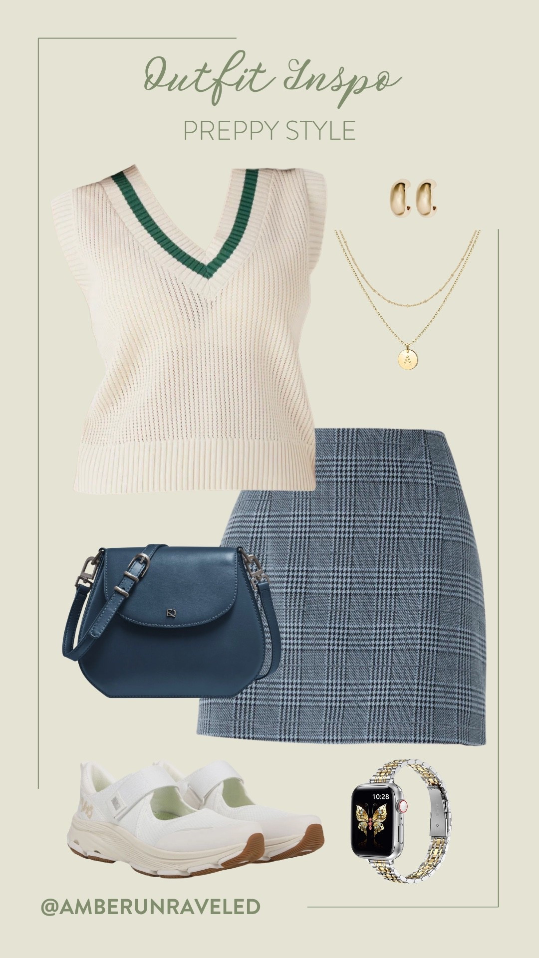 Throw together a cute and comfy preppy vibe for your weekend stroll! Love this sweater vest and plaid skirt combo and the sneaker? Just the ideal piece! Add on some dainty accessories to complete the look.
#pinterestvibes #casualoutfit #comfylook #fashionaccessories

#LTKU #LTKSeasonal #LTKStyleTip