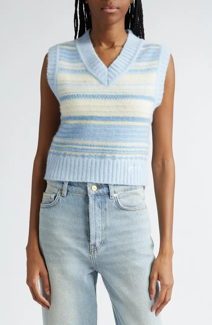 Ganni Stripe Alpaca Blend Sweater Vest | Nordstrom | Nordstrom