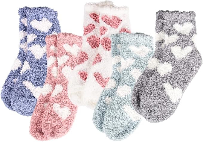 Evankin Fuzzy Socks for Women Heart Socks Soft Plush Valentines Day Gifts for Her Cozy Socks Bulk... | Amazon (US)