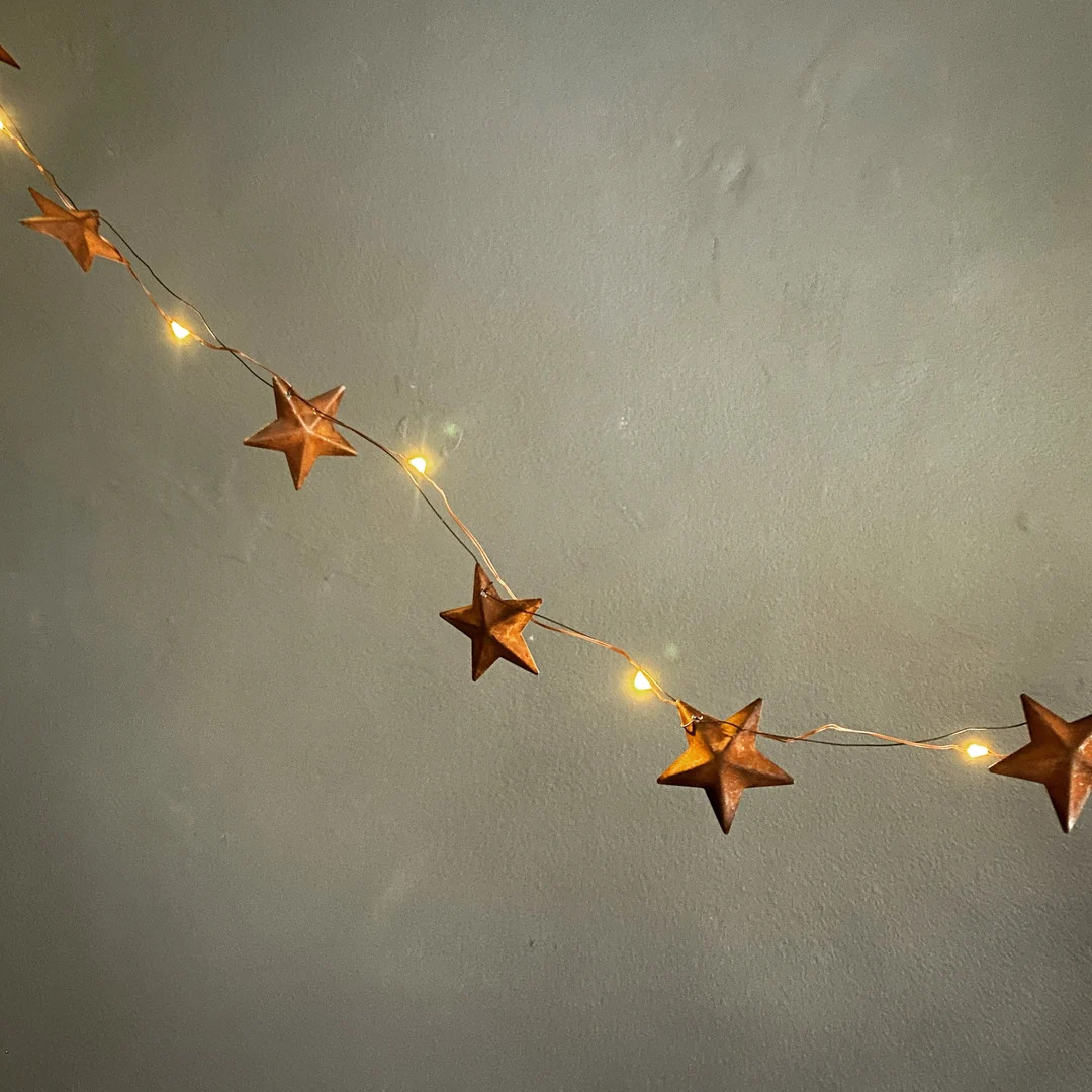 Tin Star Garland ~ Bohemian bookcase decor | Etsy (US)