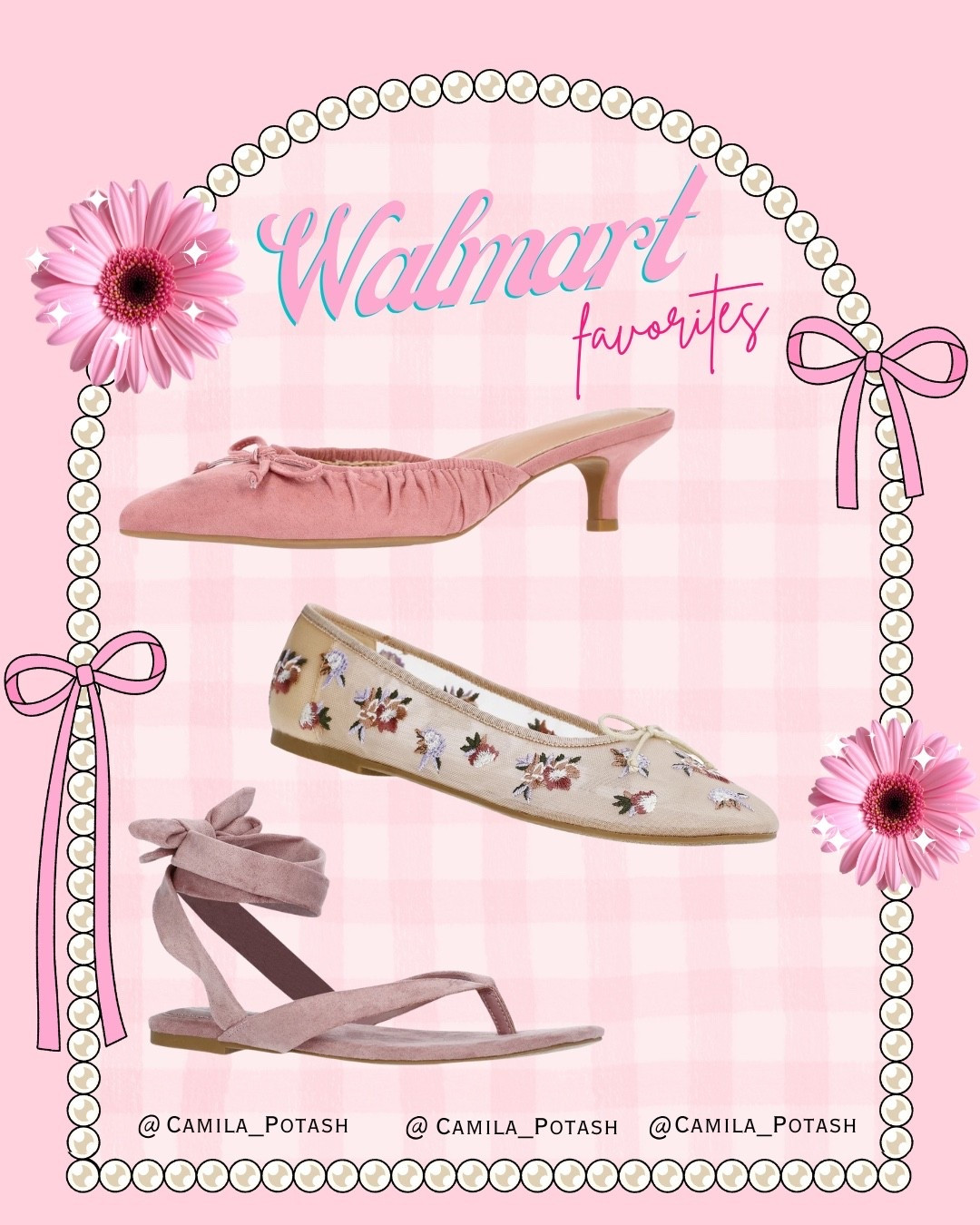 Here’s a fresh caption that fits your girly / preppy aesthetic and avoids repeating your previous ones: @walmart

Lately I’ve been loving soft, feminine shoes that are stylish but still comfortable enough for everyday wear, and these Walmart finds are exactly that 💗

If you love that preppy, romantic, slightly vintage aesthetic, these styles are perfect for spring and summer outfits.

✨ Pink kitten heel mules
These are the perfect mix of elegant and effortless. The soft pink tone adds a feminine touch while the kitten heel keeps them comfortable enough for brunch, date nights, or dressing up a simple outfit.

🌸 Embroidered floral ballet flats
Ballet flats are having a major moment right now, and this pair feels extra special with the delicate floral embroidery. They instantly elevate jeans, dresses, or even casual outfits.

🎀 Wrap tie sandals
These are such a beautiful minimal style for warm weather. The ankle wrap detail makes them feel chic and feminine, and they pair perfectly with summer dresses, skirts, and linen sets.

I love finding affordable pieces that still look polished and elevated, and Walmart has been full of amazing fashion finds lately.

All of these shoes are linked in my LTK if you want to check them out.

Walmart fashion finds
Walmart shoe finds
Walmart spring shoes
Walmart summer shoes
pink kitten heel mules
embroidered ballet flats
floral ballet flats
wrap tie sandals women
feminine shoes aesthetic
preppy style shoes
romantic style shoes
affordable fashion Walmart
cute Walmart shoes
girly aesthetic fashion
spring outfit shoes
summer outfit shoes
ballet flats trend
kitten heels trend
budget friendly fashion finds
LTK Walmart finds
