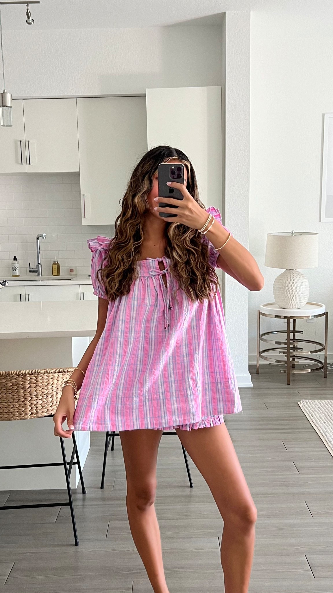 wearing a size small but will probably return for an xs! matching set with shorts + top