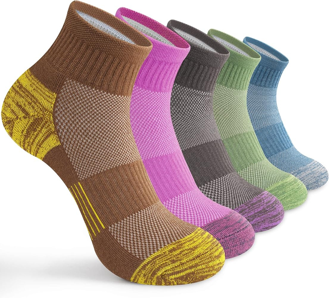 Gonii Ankle Socks Womens Athletic Thick Cushioned Running Hiking Low Cut 5-Pairs | Amazon (US)