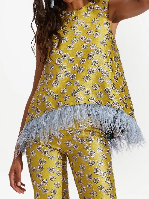 La Scala feather-trim top | Farfetch Global