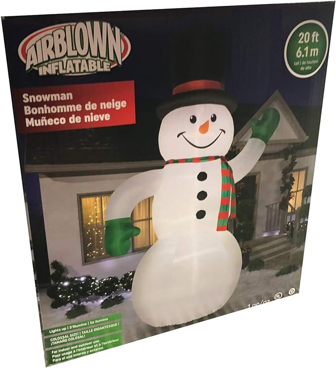 Gemmy 20 FT Colossal Airblown Inflatable Snowman Indoor/Outdoor Holiday Christmas Decoration | Amazon (US)