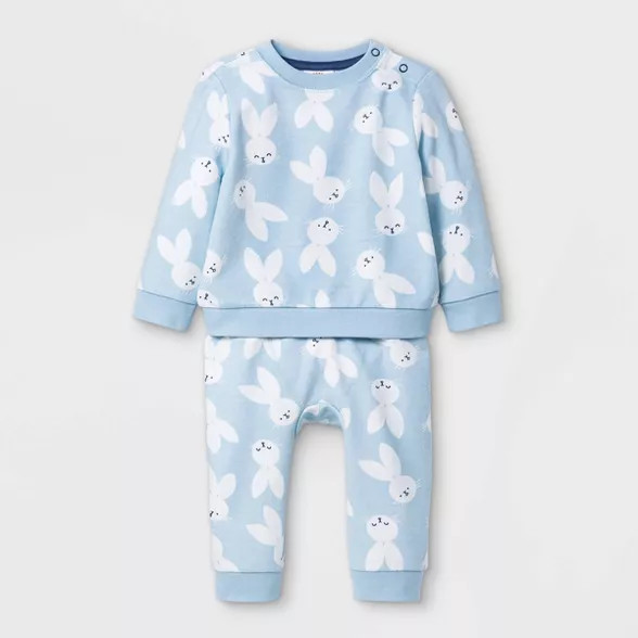 Baby Boys' 2pc Bunny Top & Bottom Set - Cat & Jack™ Blue | Target