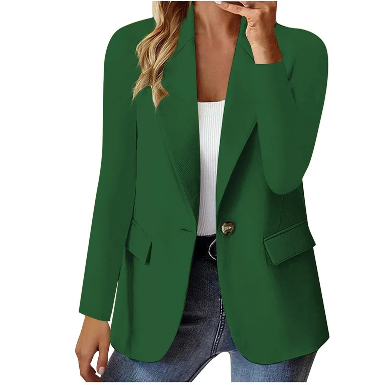 Giftesty Women's Notched Collar Slim Fit Faux Pocket Button Front Long Sleeve Comfortable Cardiga... | Walmart (US)