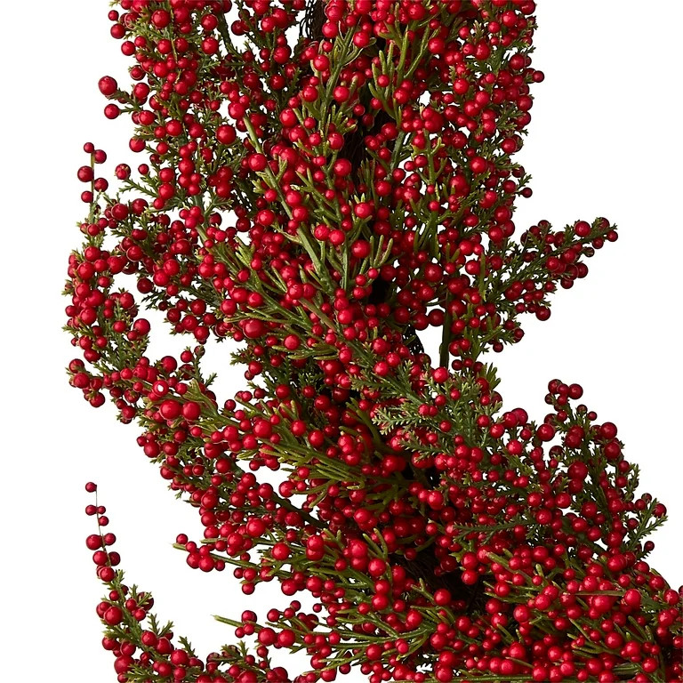 Berries with Bow Christmas Wreath, Red, 22", by Holiday Time | Walmart (US)
