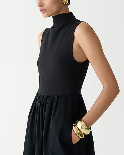 Fitted knit mockneck dress with poplin skirt | J. Crew US