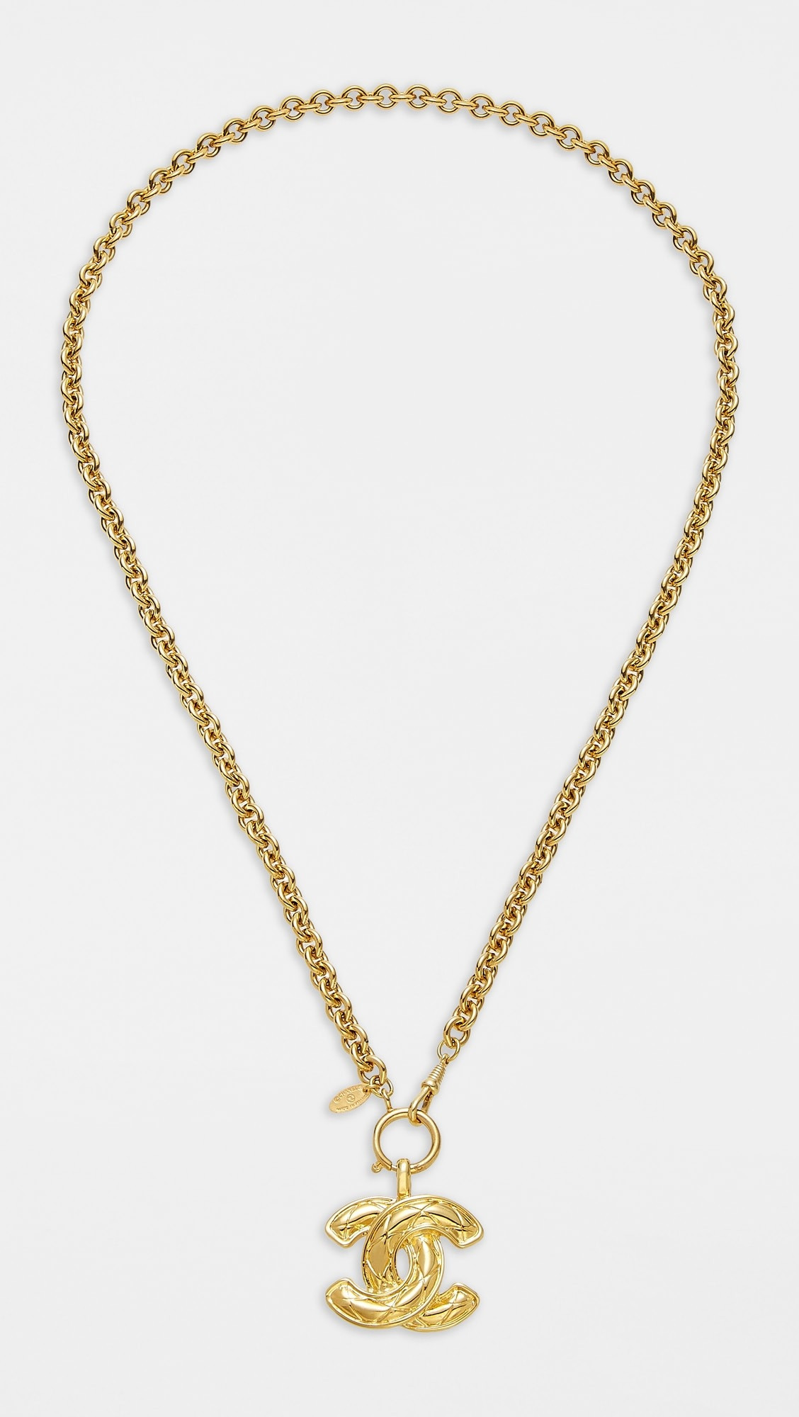 Chanel Gold Quilted CC Necklace | Shopbop