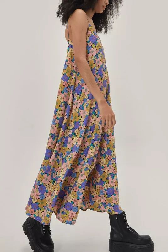Floral Strappy Trapeze Maxi Dress | Nasty Gal (US)
