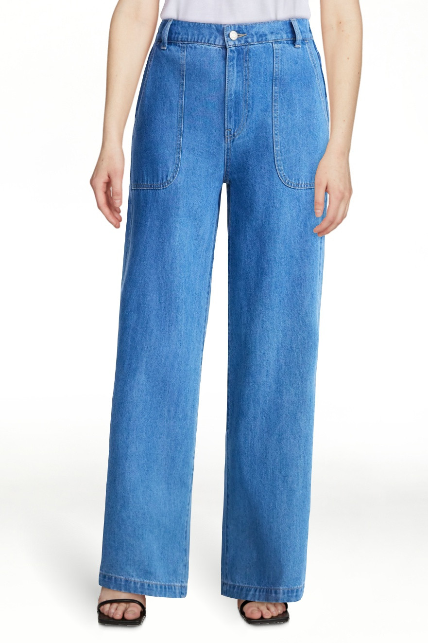 Time and Tru Women's High Rise Draped Utility Jeans, 30" Inseam, Sizes XS-XXXL | Walmart (US)