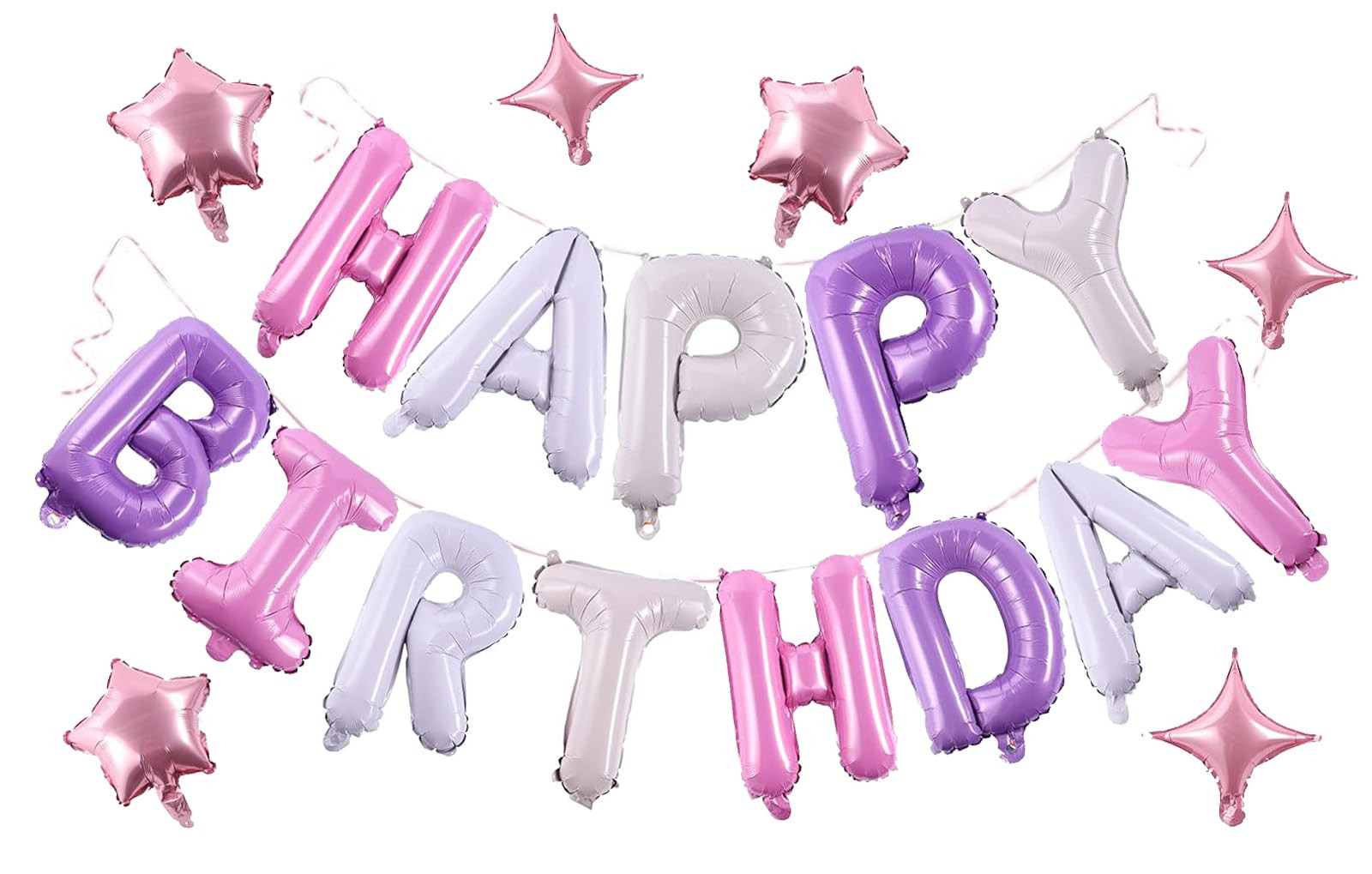Birthday Banner, 3D Mylar Foil Happy Birthday Balloons, 24pcs Birthday Party Decorations with 6pc... | Amazon (US)