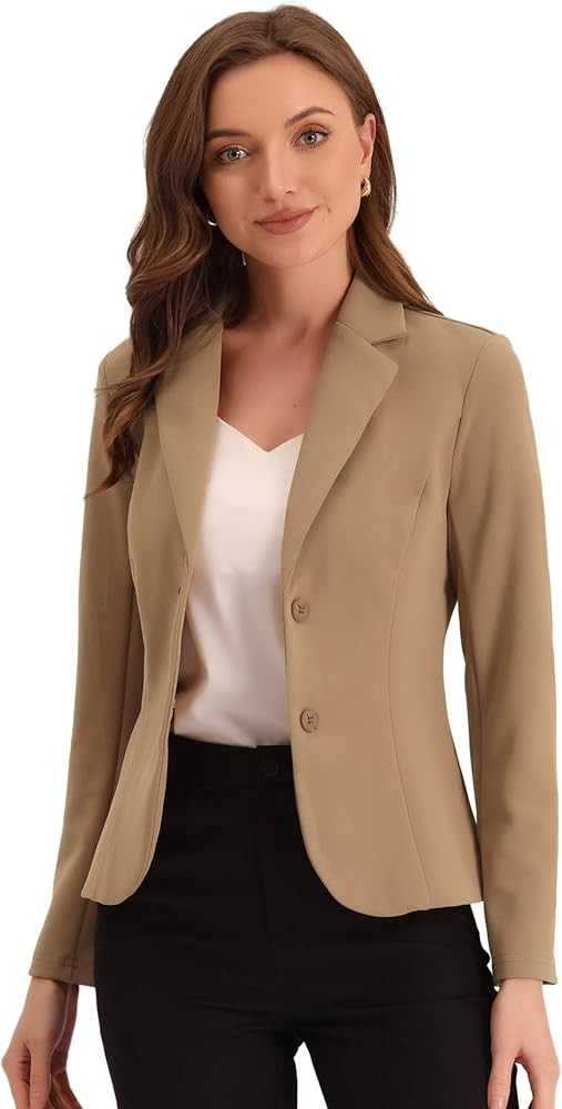 Allegra K Women's Work Office Blazer Stretch Lapel Collar Long Sleeve Jacket Suit Blazer | Amazon (US)