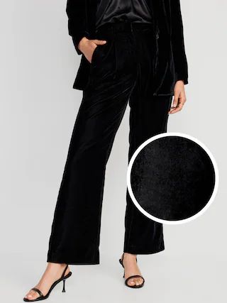 Extra High-Waisted Pleated Taylor Trouser Velvet Pants for Women | Old Navy (US)