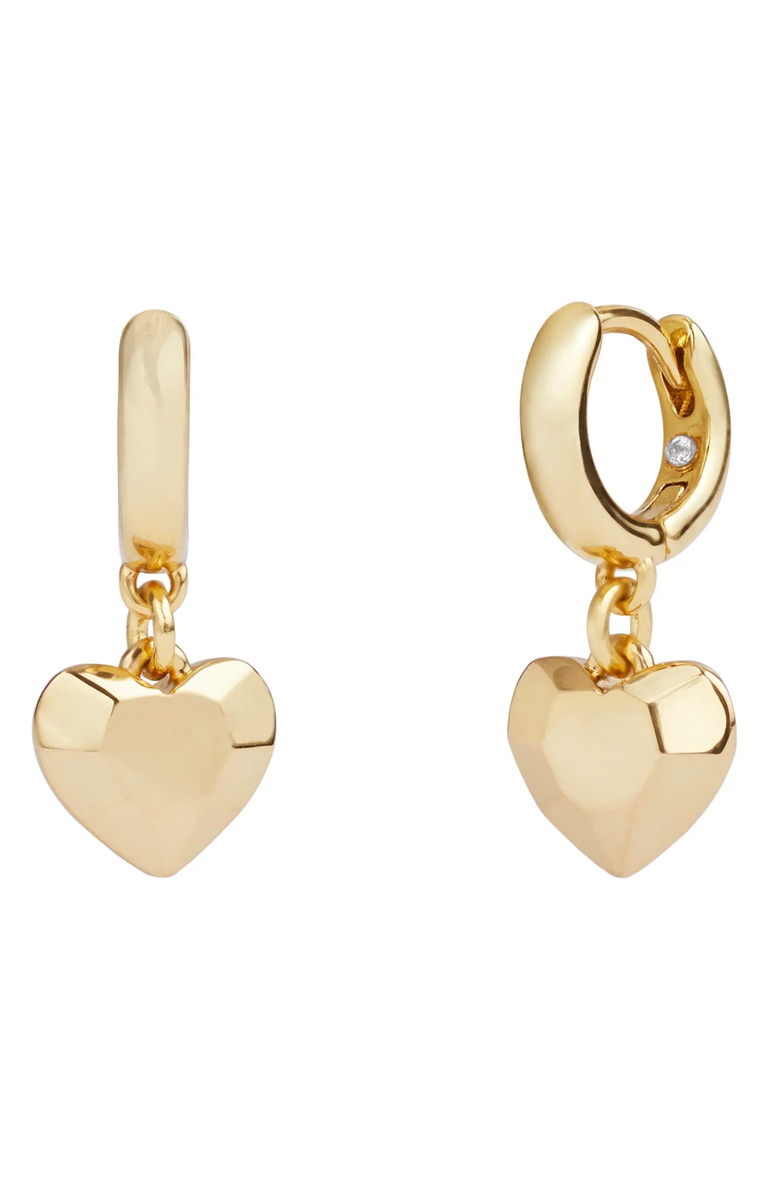 COACH Faceted Heart Huggie Earrings | Nordstrom | Nordstrom
