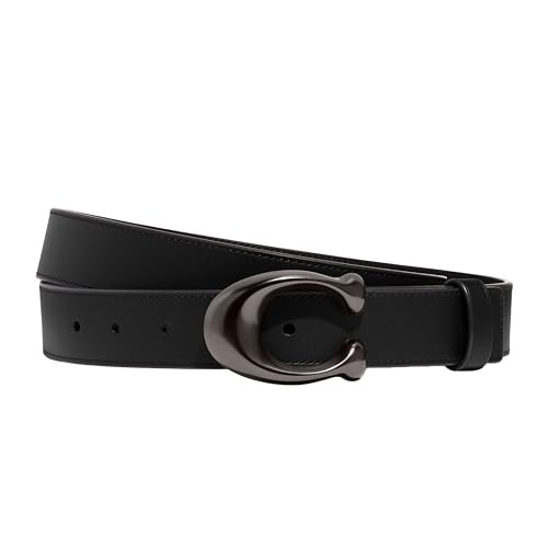 Coach Women's Sculpted C Leather Belt, Black | Amazon (US)