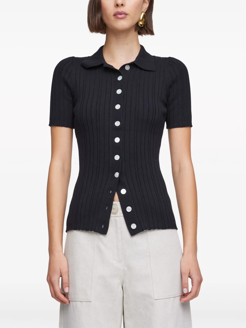 Avi button-up ribbed top | Farfetch Global