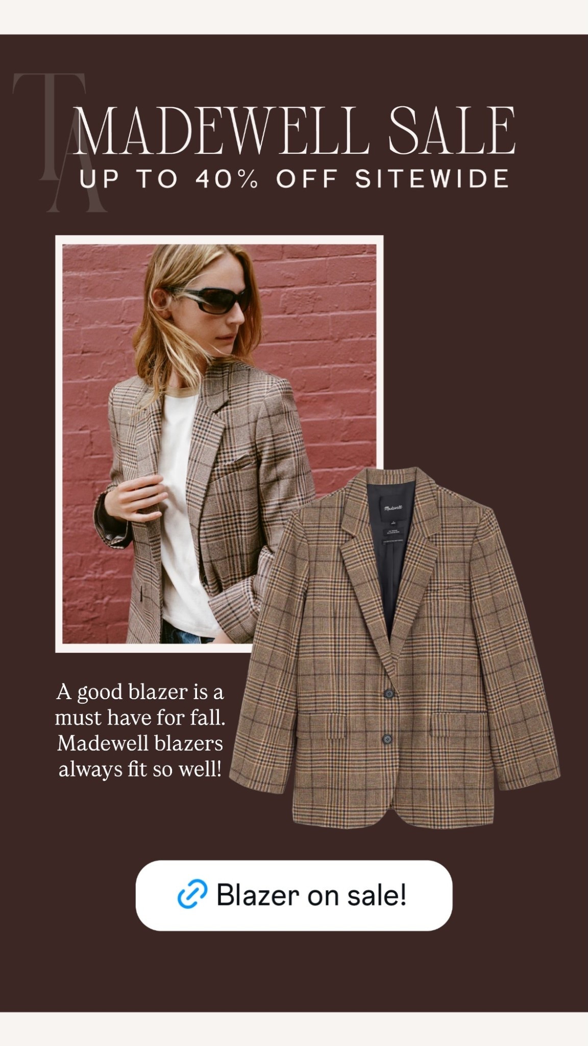 A good blazer is a must have for fall. Madewell blazers always fit so well! @madewell