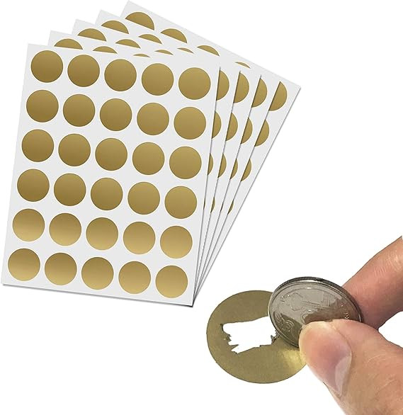 150 Pack, 1" Scratch Off Stickers Labels, Round Circle - Gold | Amazon (US)