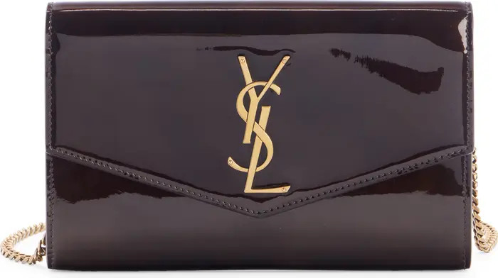Saint Laurent Cassandre Uptown Patent Leather Envelope Wallet on a Chain | Nordstrom | Nordstrom