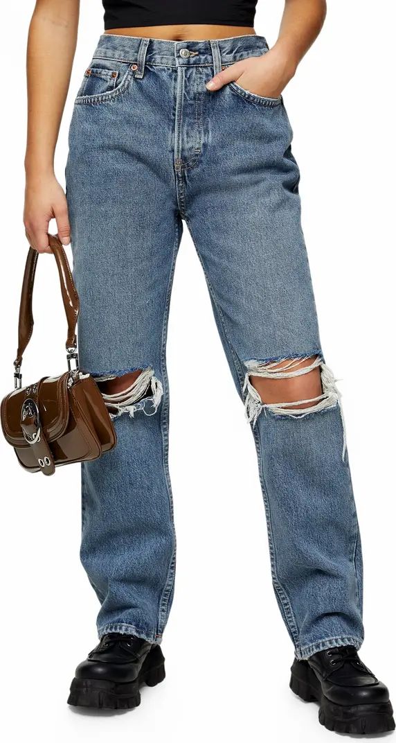 Double Ripped Knee Nonstretch Dad Jeans | Nordstrom