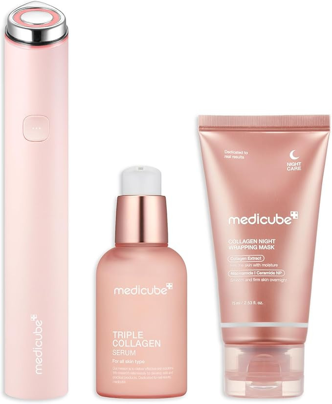 medicube Ultimate Pink Glow Skincare Trio: Mini Booster Pro Pink and Collagen Overnight Wrapping ... | Amazon (US)