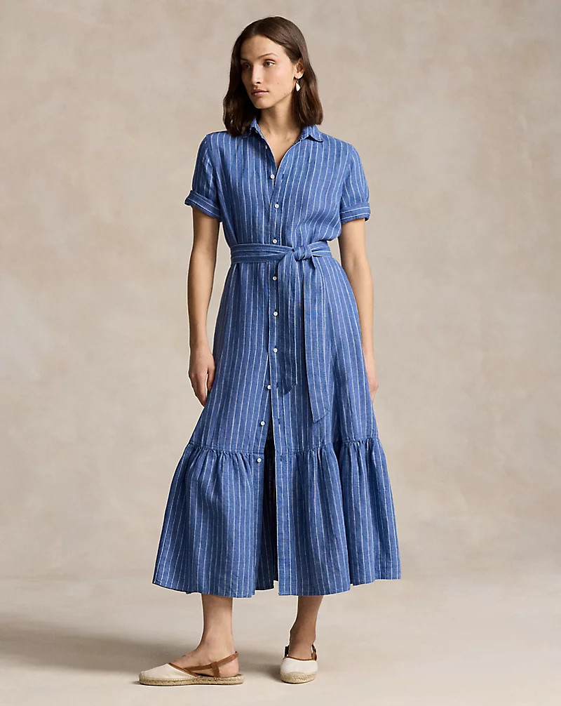 Striped Linen Tiered Shirtdress for Women | Ralph Lauren® UK | Ralph Lauren (UK)