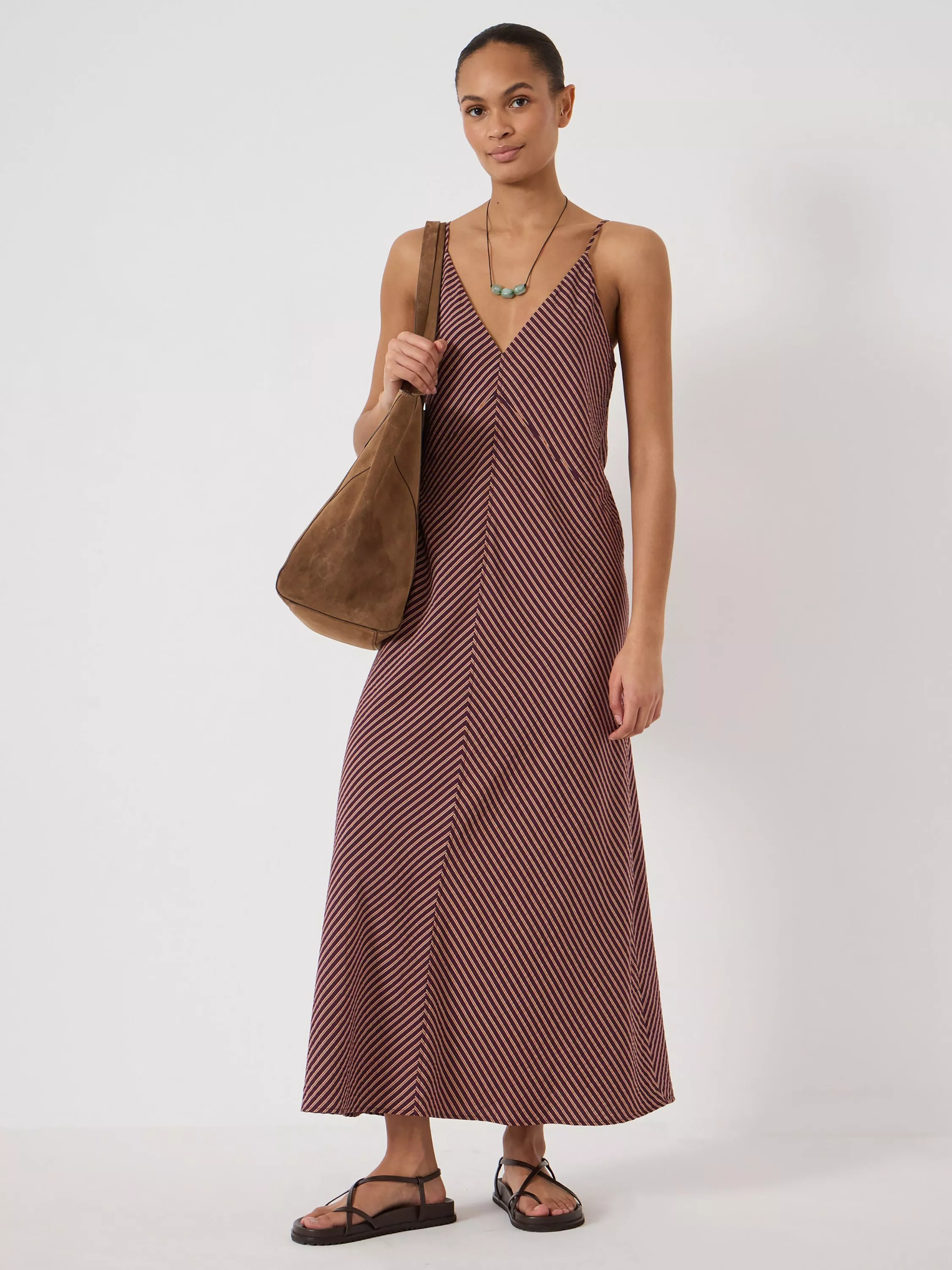 Air Flow Stripe Maxi Dress containing LENZING\u2122 ECOVERO\u2122 Viscose, Purple | John Lewis (UK)