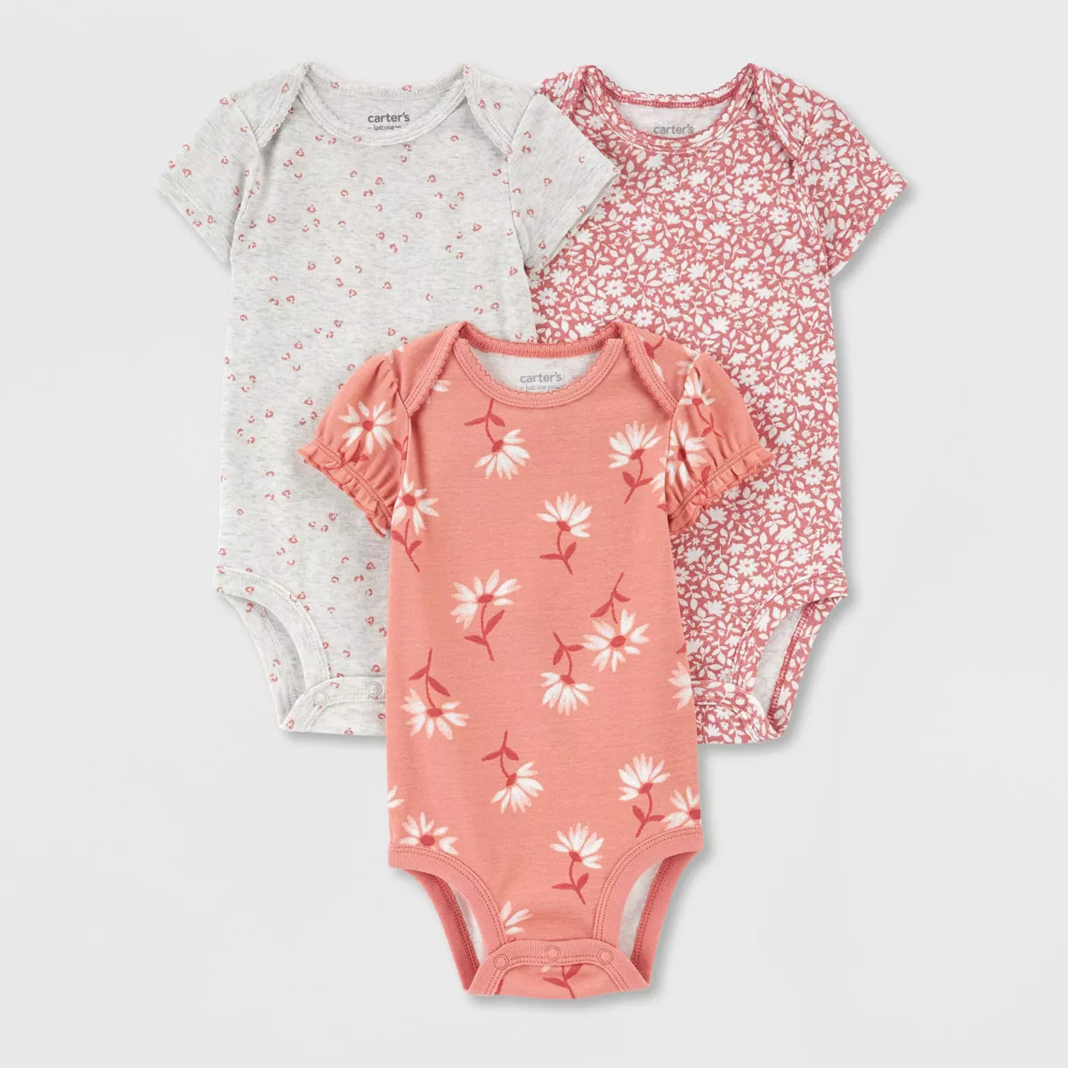Carter's Just One You® Baby Girls' 3pk Floral Bodysuit - Orange/Pink | Target