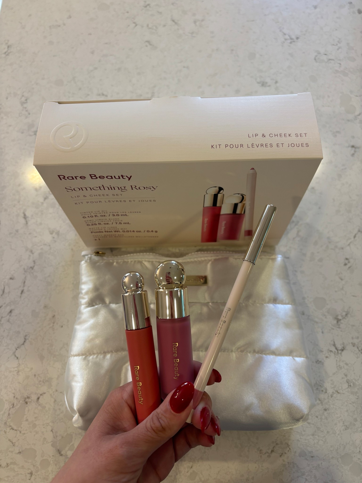 Selena Gomez’s Rare Beauty Wedding Day Kit - Soft Pinch Tinted Lip Oil in “Happy”, matte lip liner in “Kind Words”, and soft pinch liquid blush in “Smitten.” Comes with a satin white makeup bag with a beautiful blue satin on the inside!🩵

#LTKWedding #LTKBeauty #LTKGiftGuide