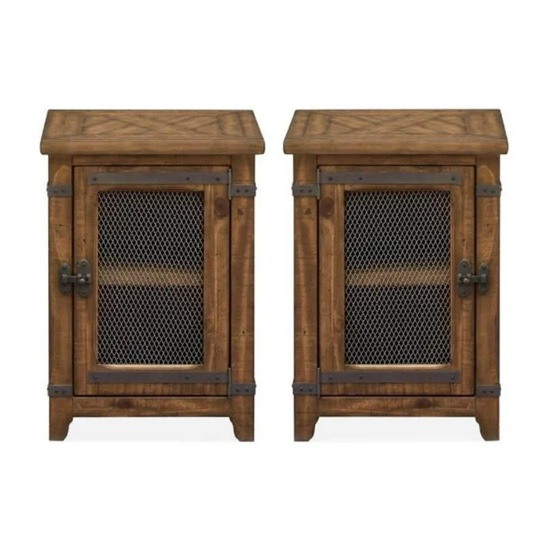 Home Square Adjustable Wood Shelf End Table in Farmhouse Timber - Set of 2 - Walmart.com | Walmart (US)