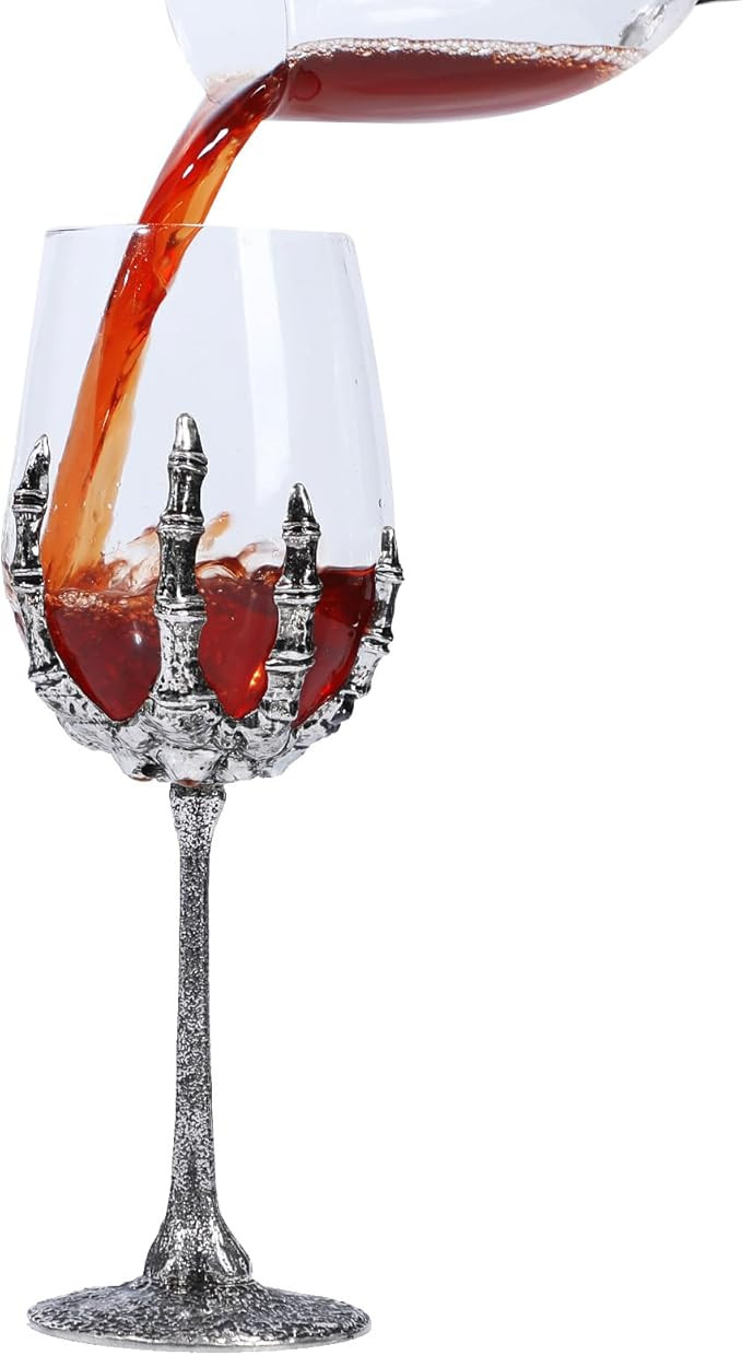 Halloween Skull Wine Glass - Skeleton Ghost Hand Wine Glass- Halloween Drinking Glasses, Skeleton... | Amazon (US)