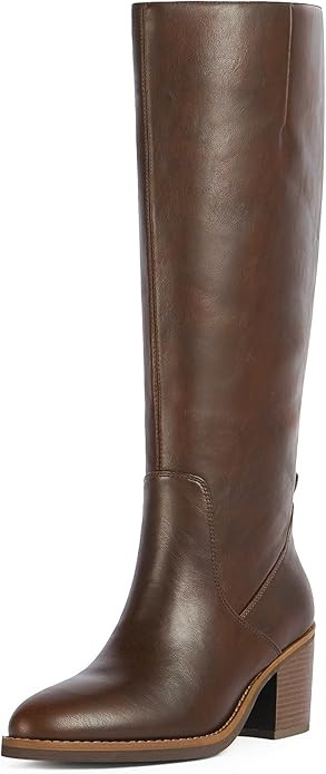 Knee High Boots for Women Chunky Heel Rounded Toe Tall Boots Women Block High Heel Fall Long Boot... | Amazon (US)